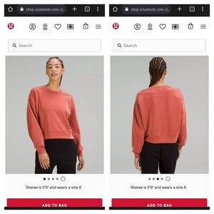 Lululemon Perfectly Oversized Crop Crew, Cayenne, Size 4